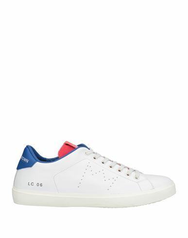 Leather Crown Man Sneakers White Soft Leather, Textile fibers Cover