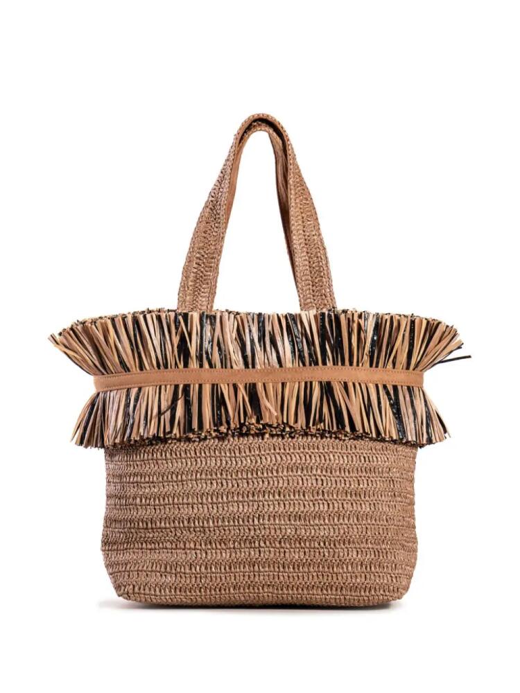 Nannacay Bonnie raffia tote bag - Brown Cover