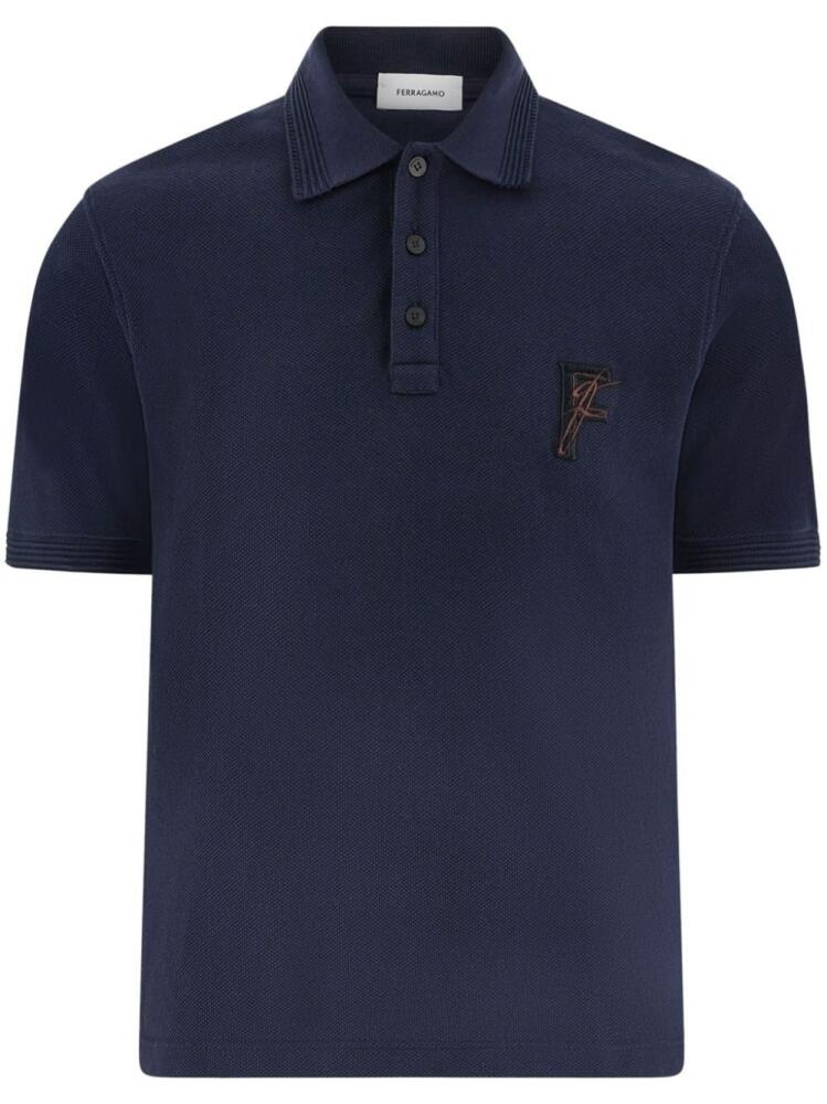 Ferragamo logo-embroidered polo shirt - Blue Cover