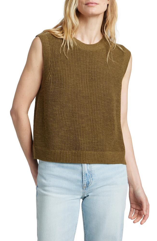 Faherty Miramar Muscle Sweater Tank in Military Olive Cover