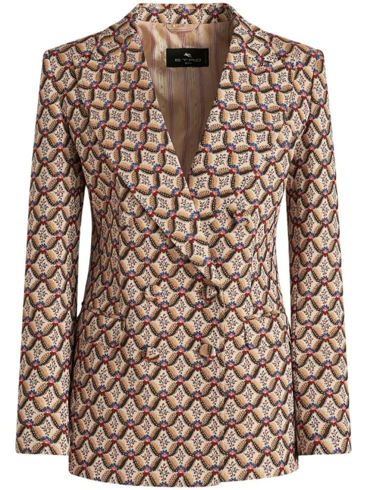 ETRO floral-jacquard double-breasted blazer - Brown Cover