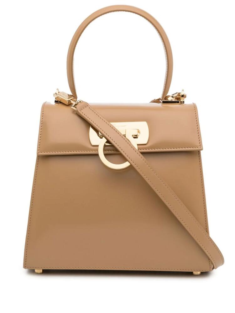 Ferragamo small Iconic top handle bag - Brown Cover