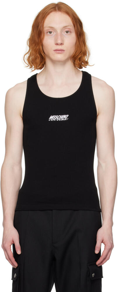 Moschino Black Embroidery Tank Top Cover