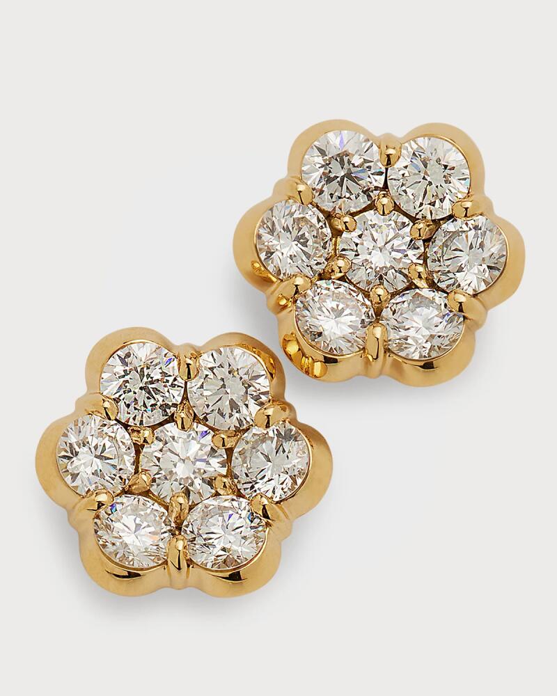 Bayco 18k Yellow Gold Floral Diamond Stud Earrings Cover