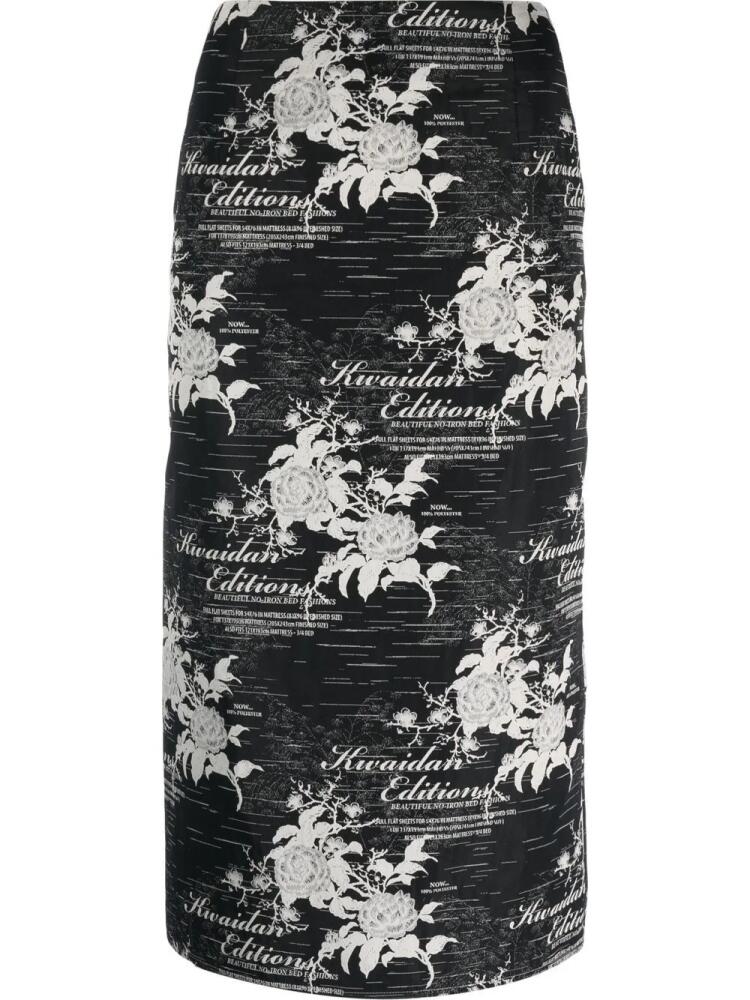 Kwaidan Editions floral logo-print pencil skirt - Black Cover