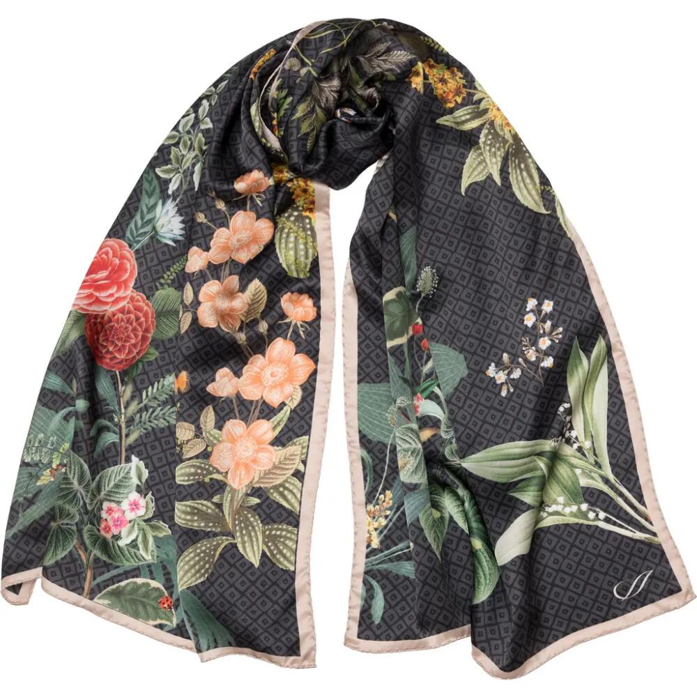 Elizabetta Sara - Long Satin Silk Scarf for Women in Black Cover