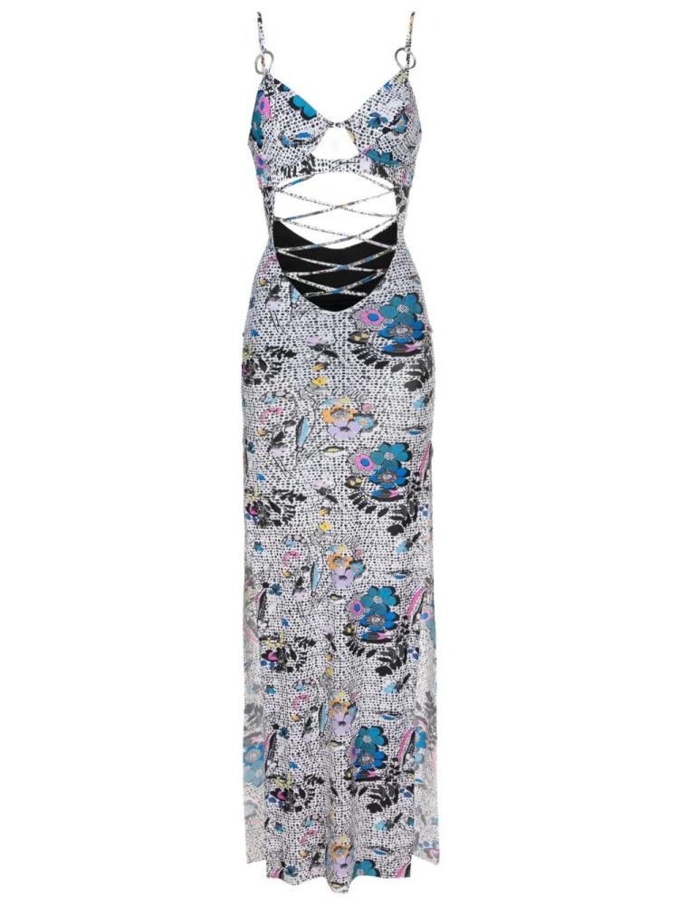 Amir Slama graphic-print cut-out detailing dress - Black Cover