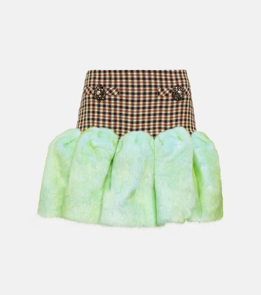 Area Faux fur-trimmed miniskirt Cover