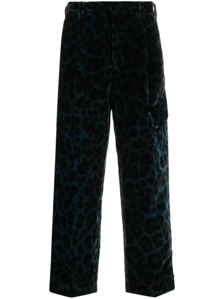 OAMC Combine leopard-print cargo trousers - Green Cover