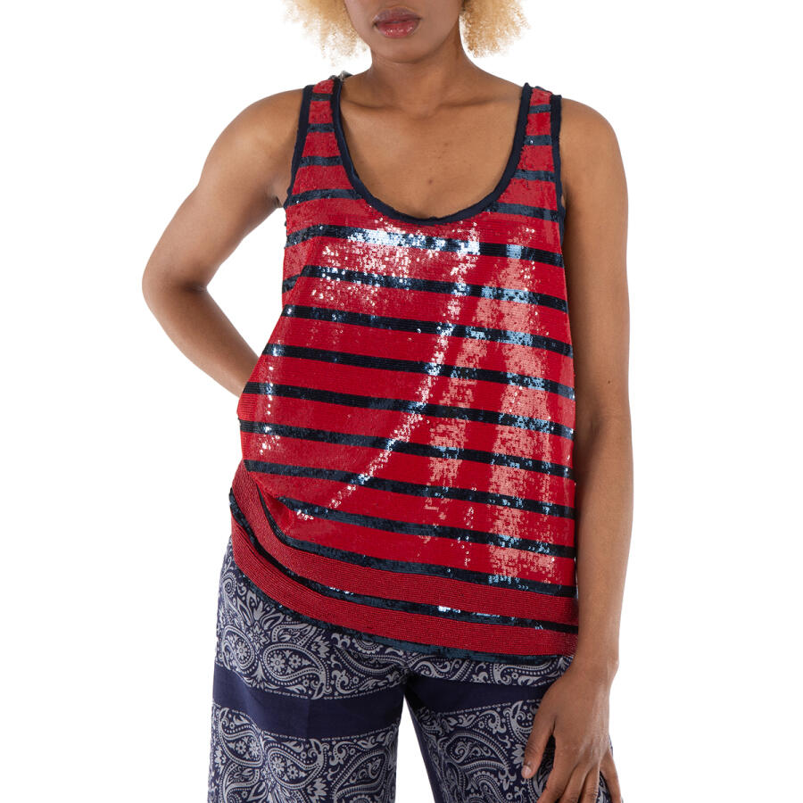 Polo Ralph Lauren Ladies Sequined Striped Tech Fabric Tank Top Size Cover