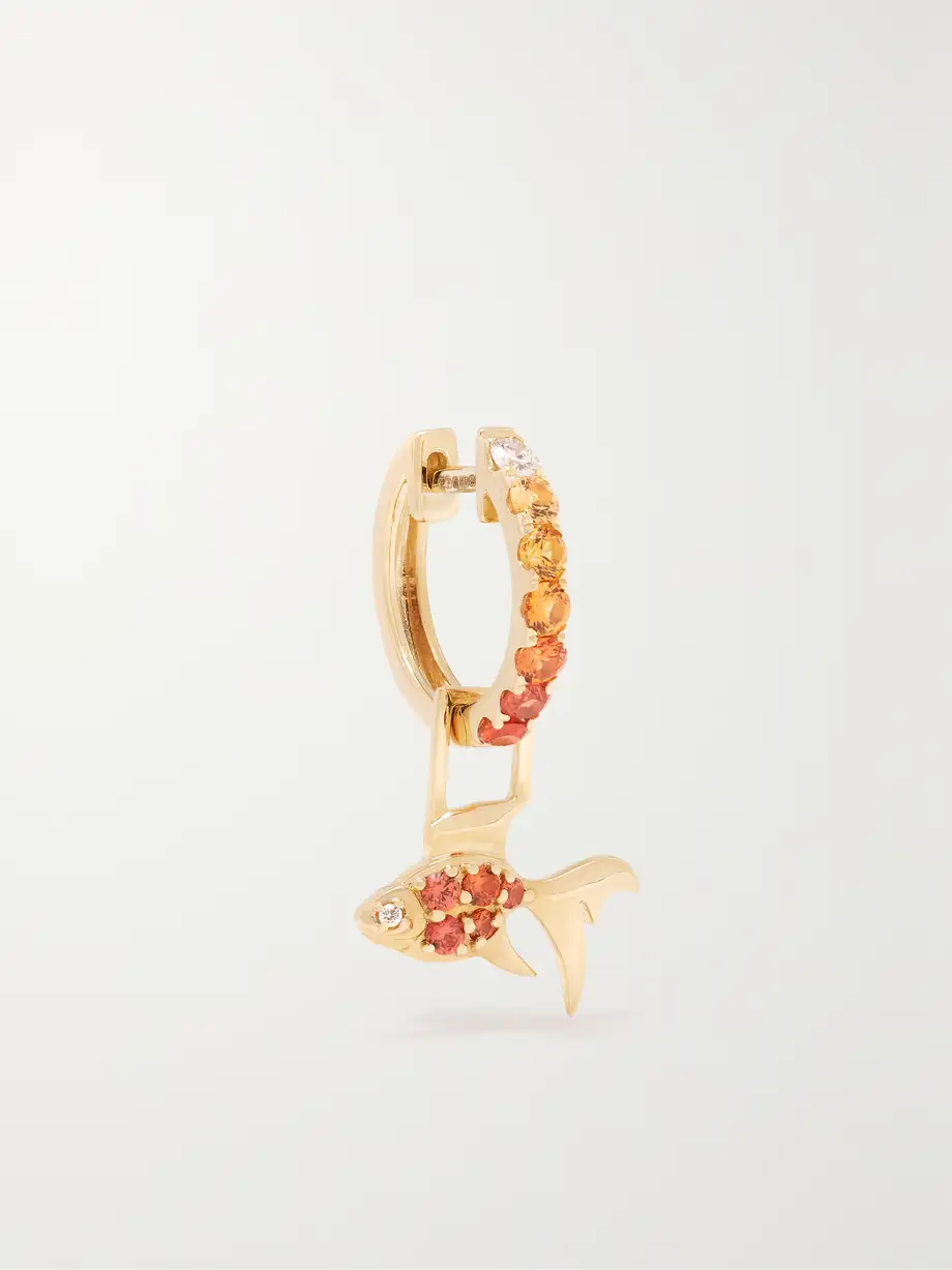 Robinson Pelham - Goldfish Earwish 14-karat Gold, Sapphire And Diamond Single Hoop Earring - One size Cover