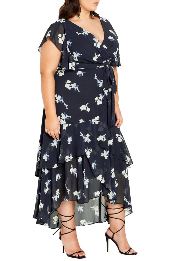 City Chic Demure Floral Faux Wrap High-Low Dress Cover