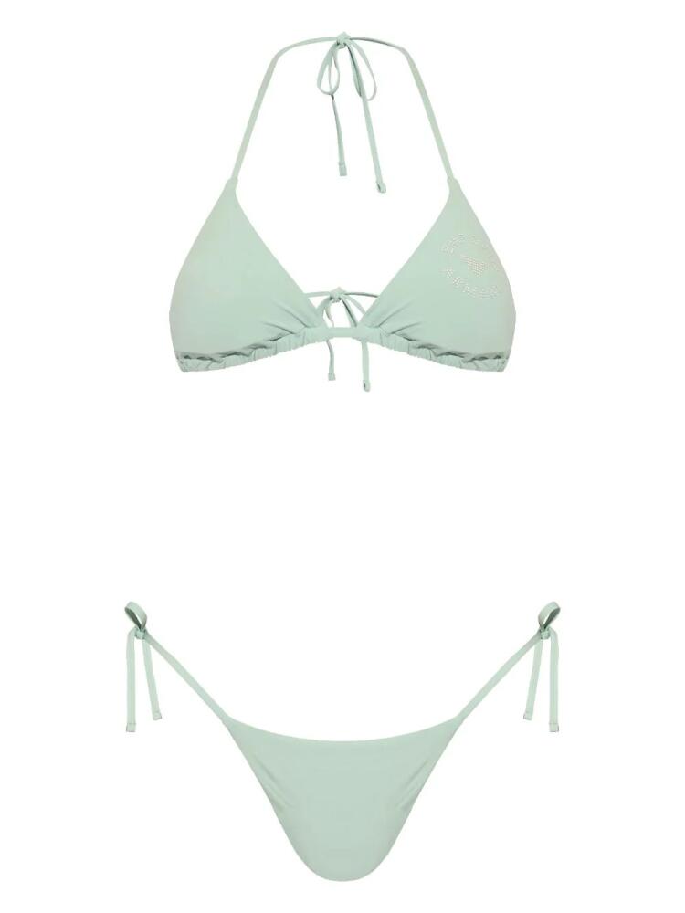 Emporio Armani logo-appliqué triangle bikini set - Green Cover