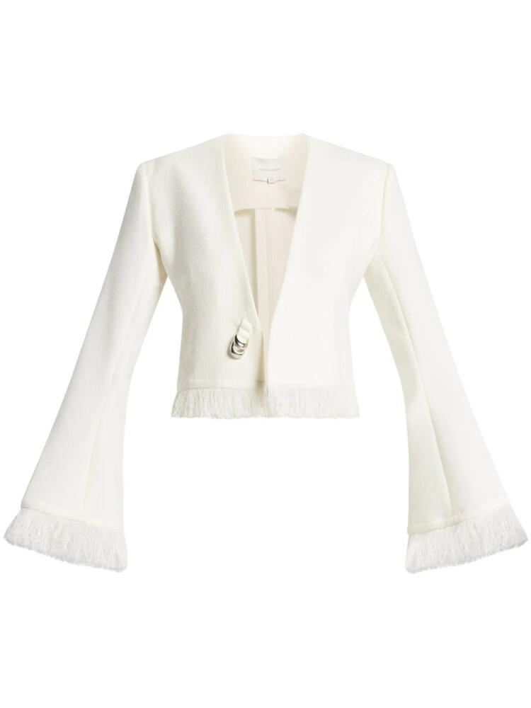 CHATS BY C.DAM V-neck fringed cropped jacket - White Cover