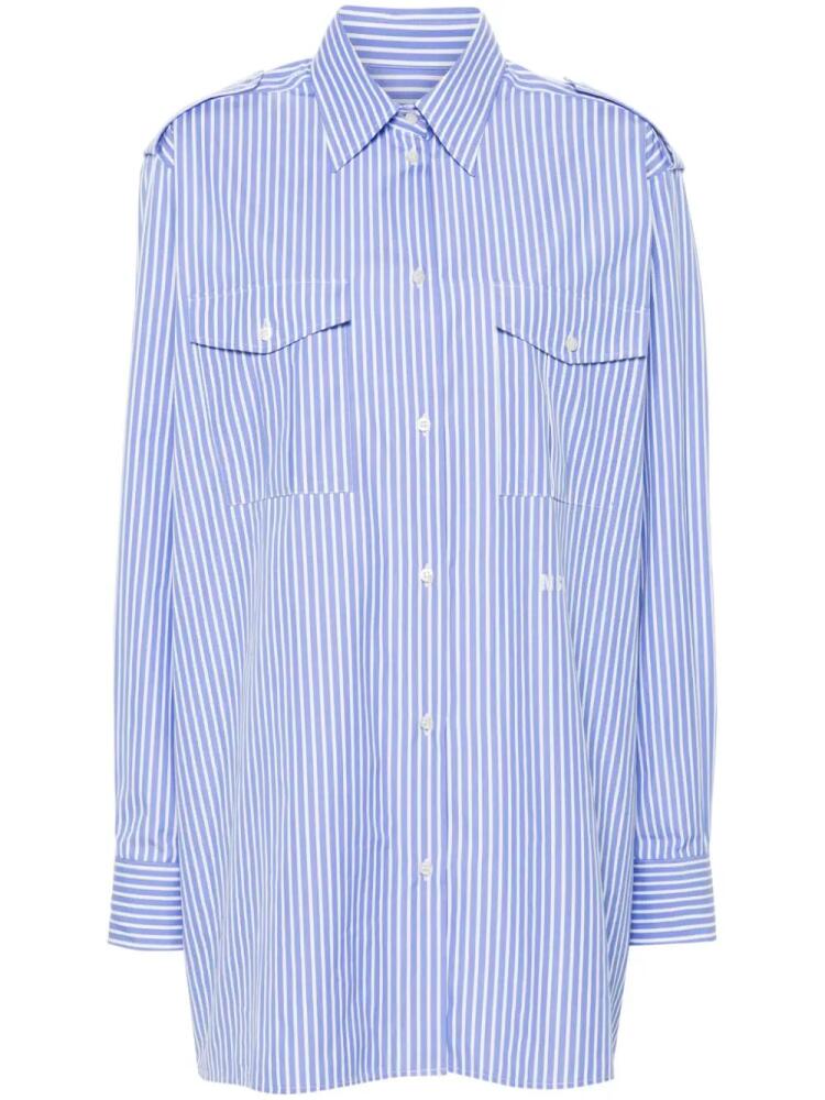 MSGM logo-embroidered striped shirt - Blue Cover