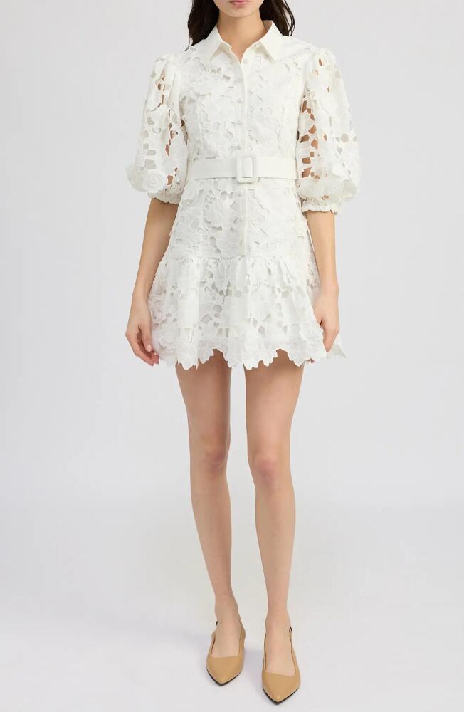 En Saison Ottis Floral Cutwork Minidress in Ivory Cover