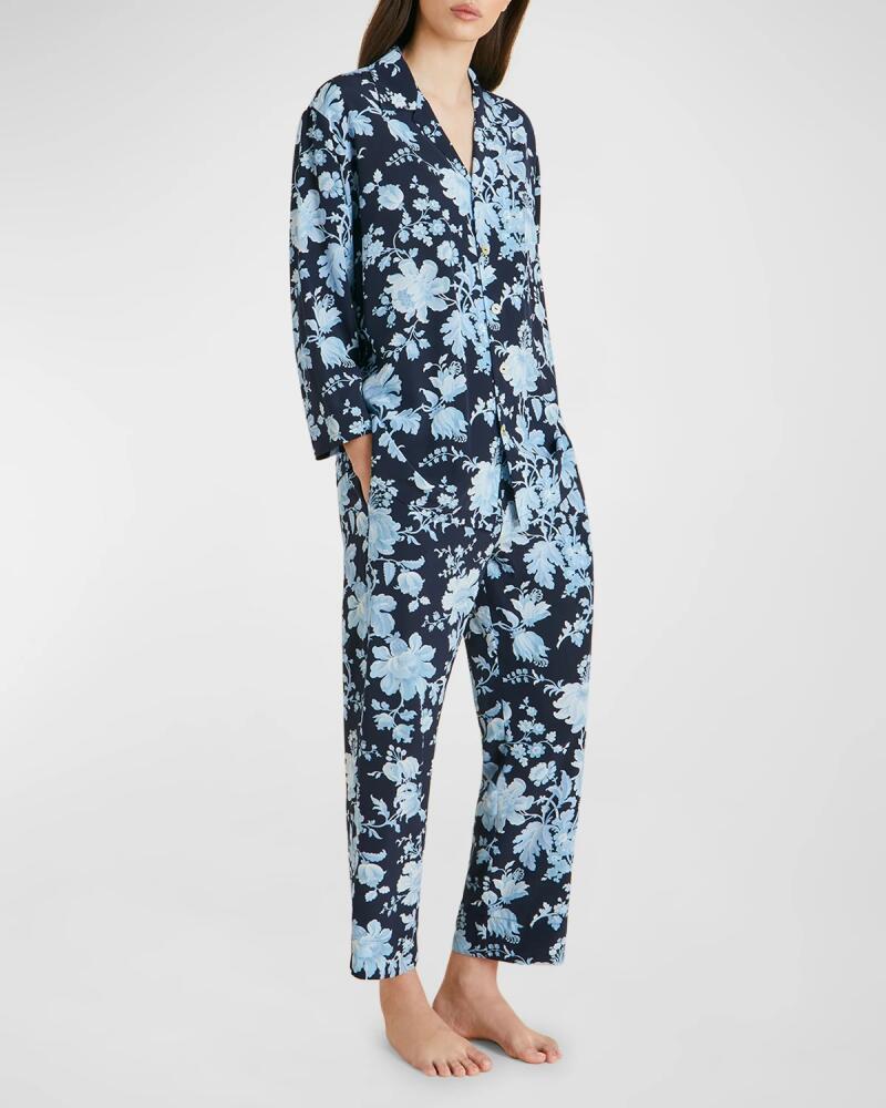 Olivia von Halle Casablanca Cropped Floral-Print Silk Pajama Set Cover