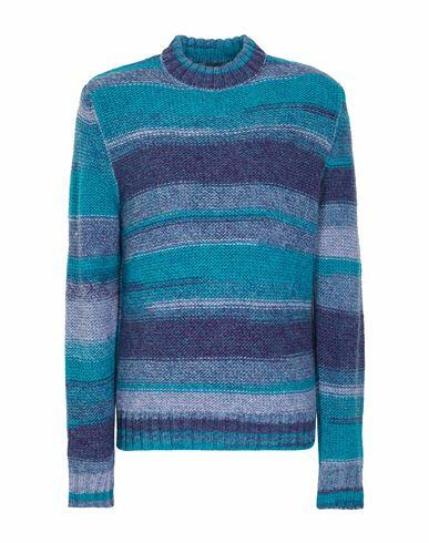 8 By Yoox Jacquard Striped Rollneck Sweater Man Turtleneck Emerald green Acrylic, Wool Cover