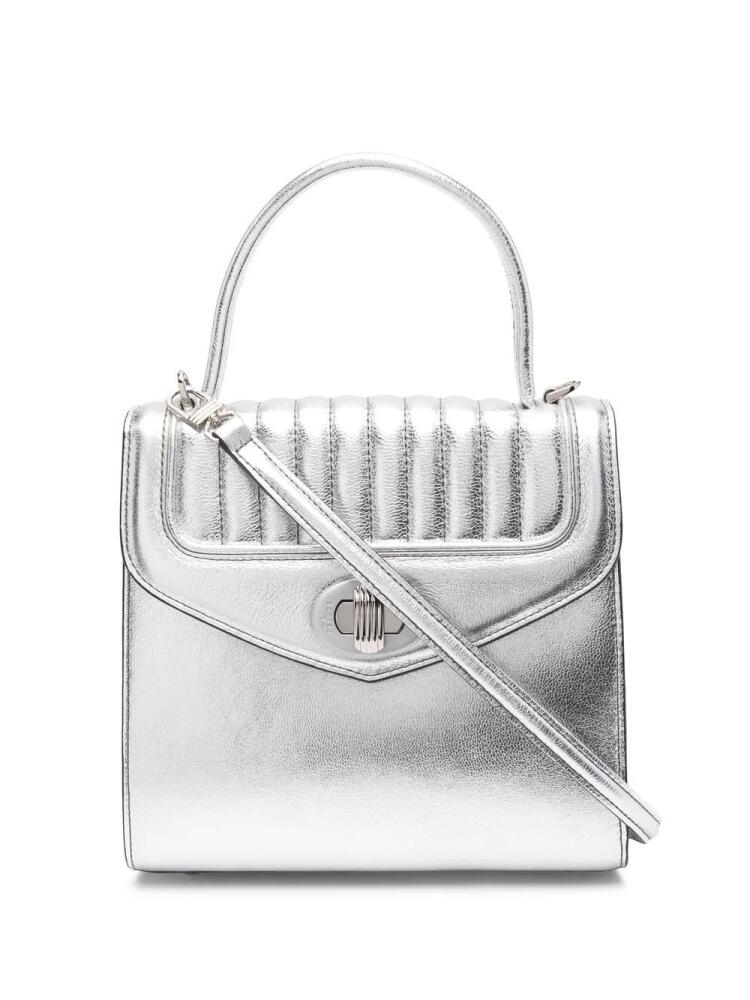 DELAGE Freda metallic leather tote bag - Grey Cover