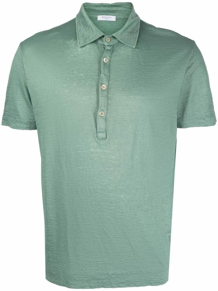 Boglioli short-sleeve linen polo shirt - Green Cover