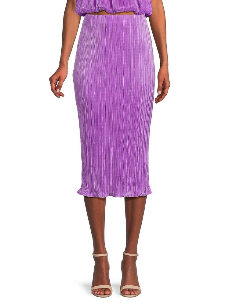 Renee C. Women's Plisse Midi Pencil Skirt - Neon Lavender Cover