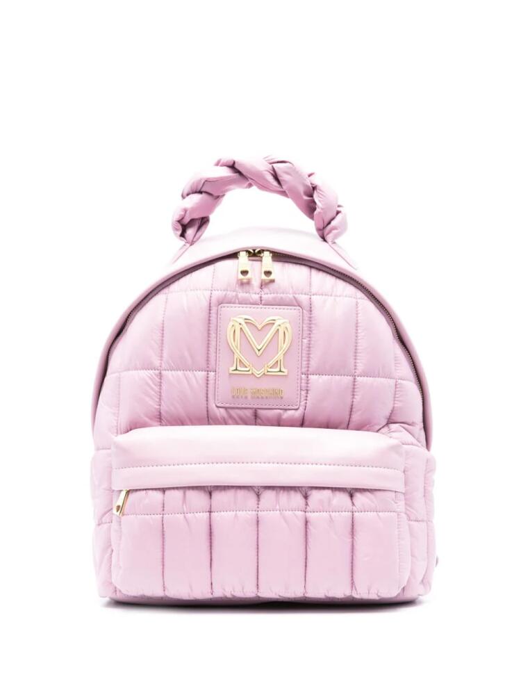 Love Moschino logo-plaque padded backpack - Purple Cover