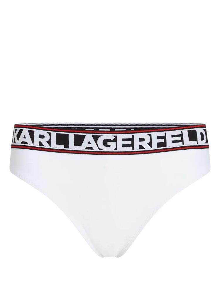 Karl Lagerfeld logo-waistband bikini bottoms - White Cover