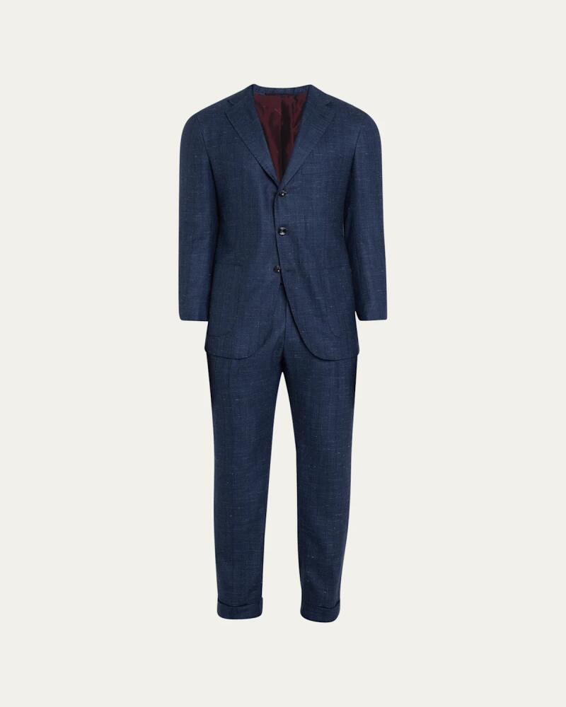 Kiton Men's Textured Striped Cashmere-Blend Suit Cover