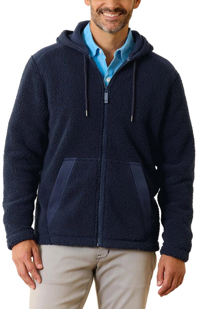 Tommy Bahama Anchor Bay Faux Shearling Zip Hoodie in Ocean Deep Cover