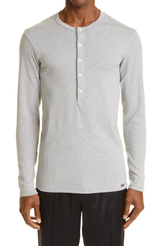 TOM FORD Cotton Knit Henley in Grey Cover