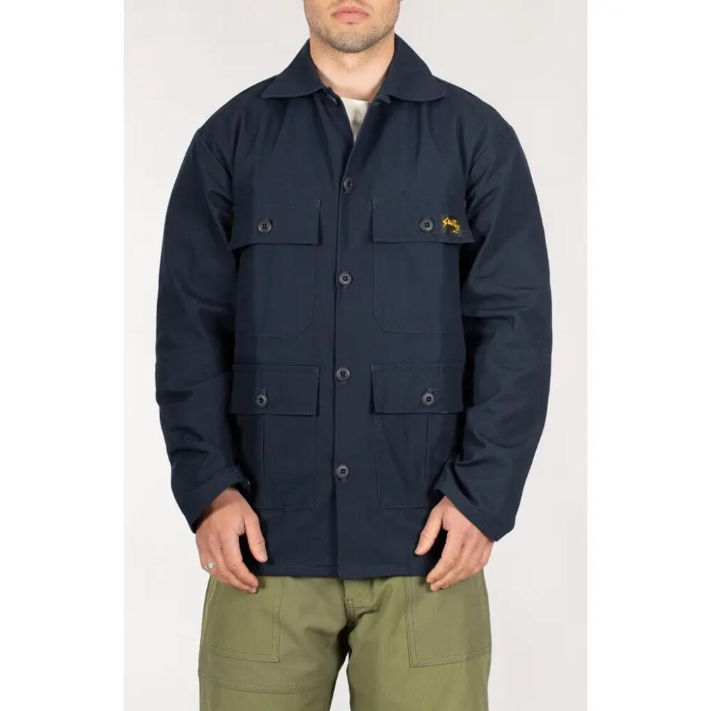 STAN RAY Button-Up Cotton Ripstop Work Jacket in Navy Rip Stop Cover