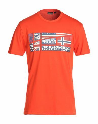 Napapijri Man T-shirt Orange Cotton, Elastane Cover