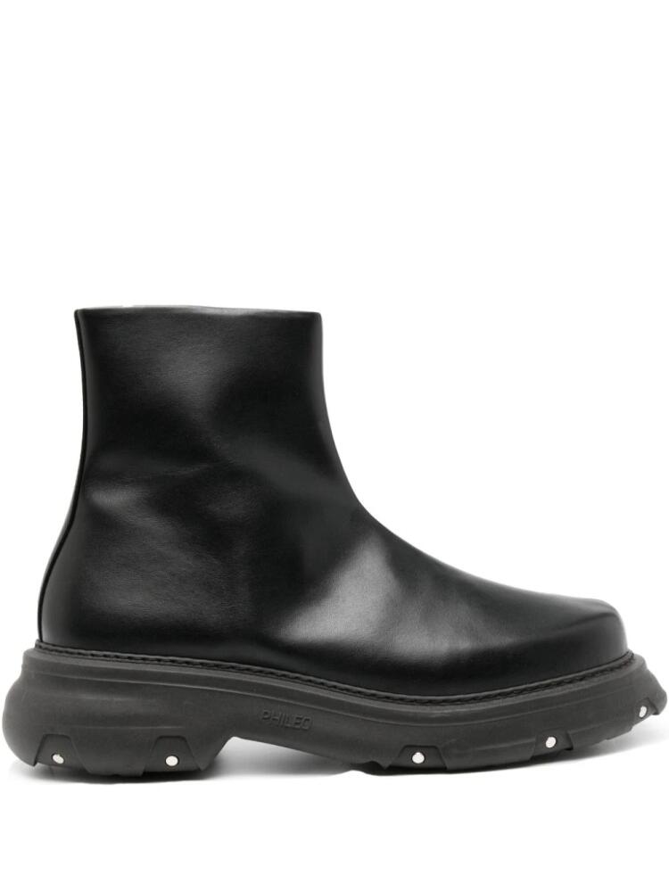 PHILEO Trucker leather ankle boots - Black Cover