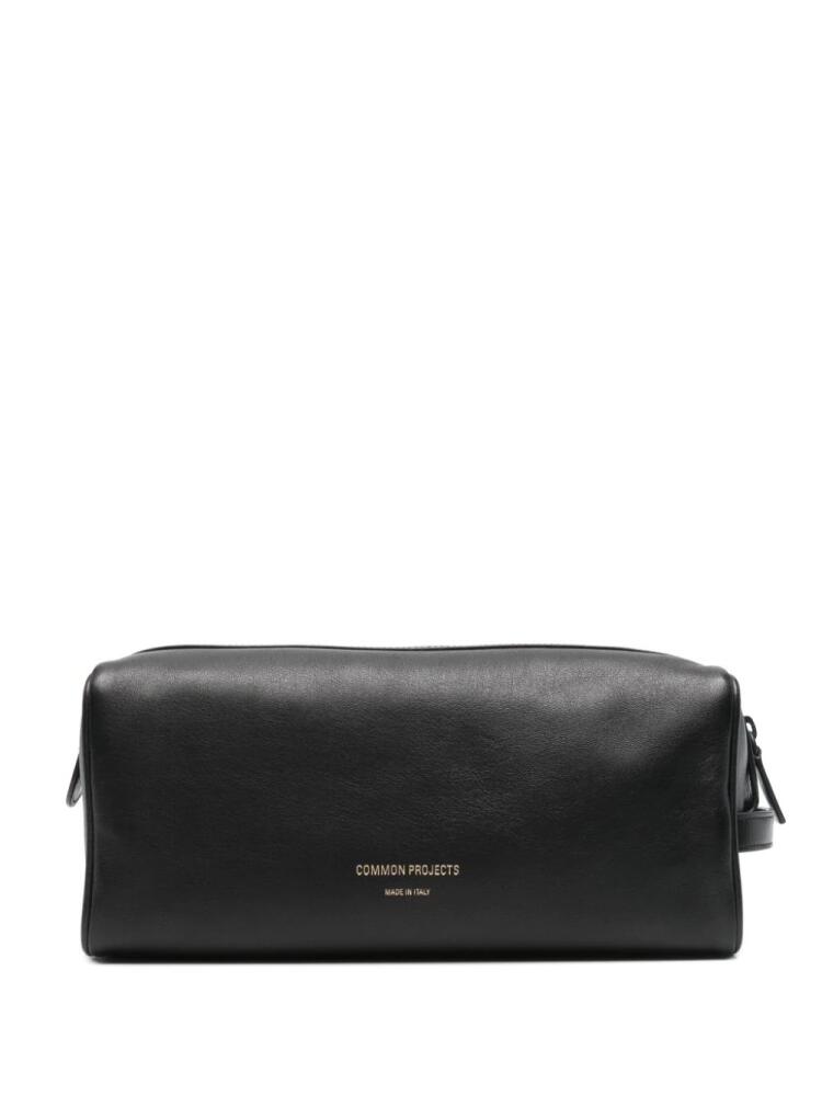 Common Projects logo-print leather wash bag - Black Cover