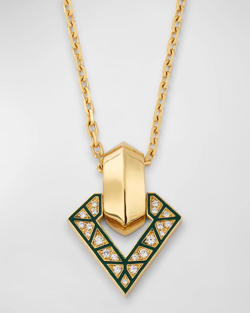 Dries Criel Brute Pendant Necklace with Green Enamel and White Diamonds Cover