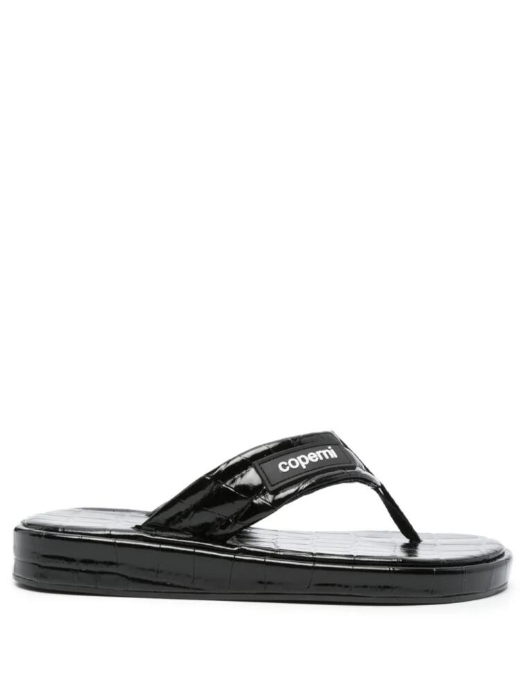 Coperni crocodile-embossed leather flip flops - Black Cover