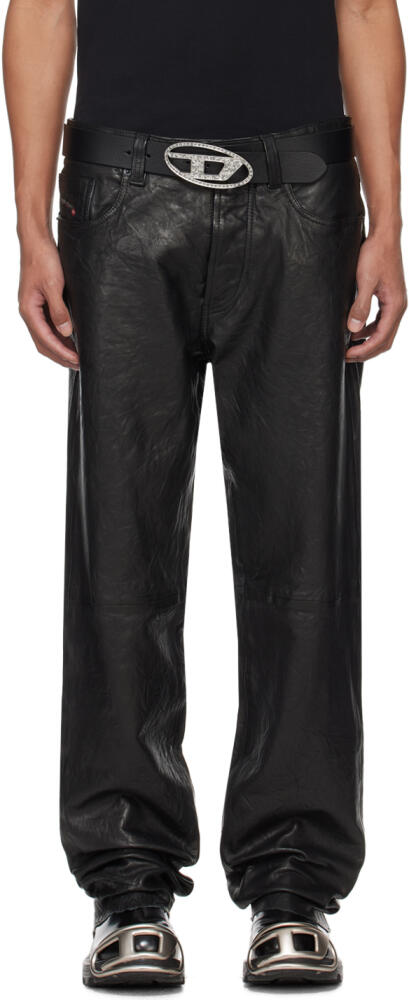 Diesel Black P-Macs-LTH Leather Pants Cover