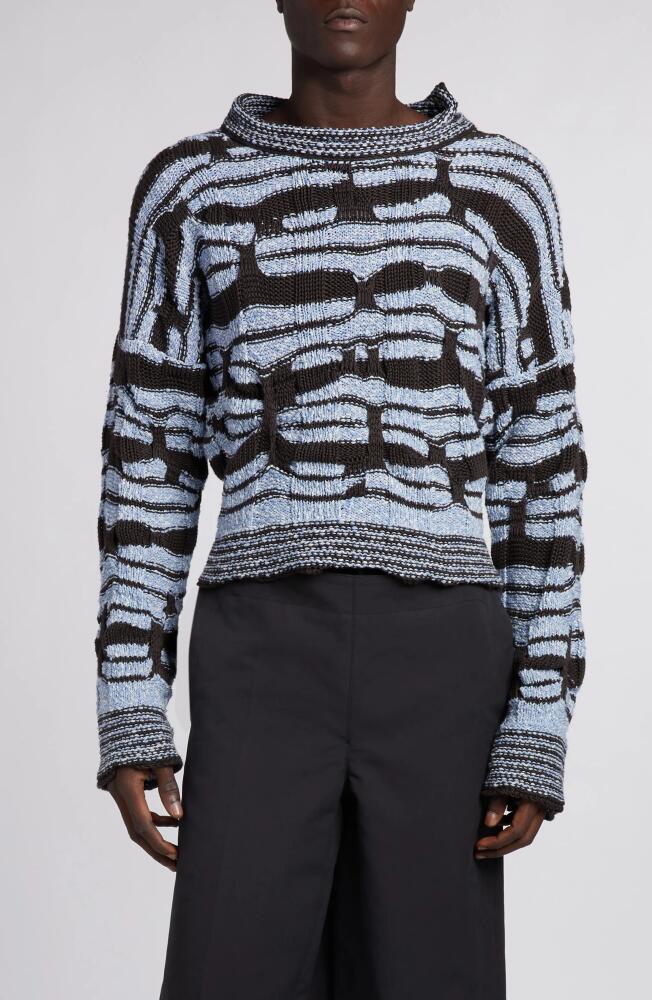 Bottega Veneta Distorted Stripe Cotton & Linen Sweater in Admiral/Fondant Cover