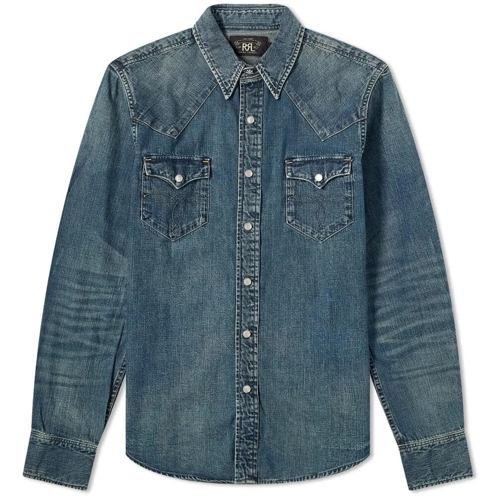 RRL Men's Buffalo Western Shirt in Dark Wash Cover