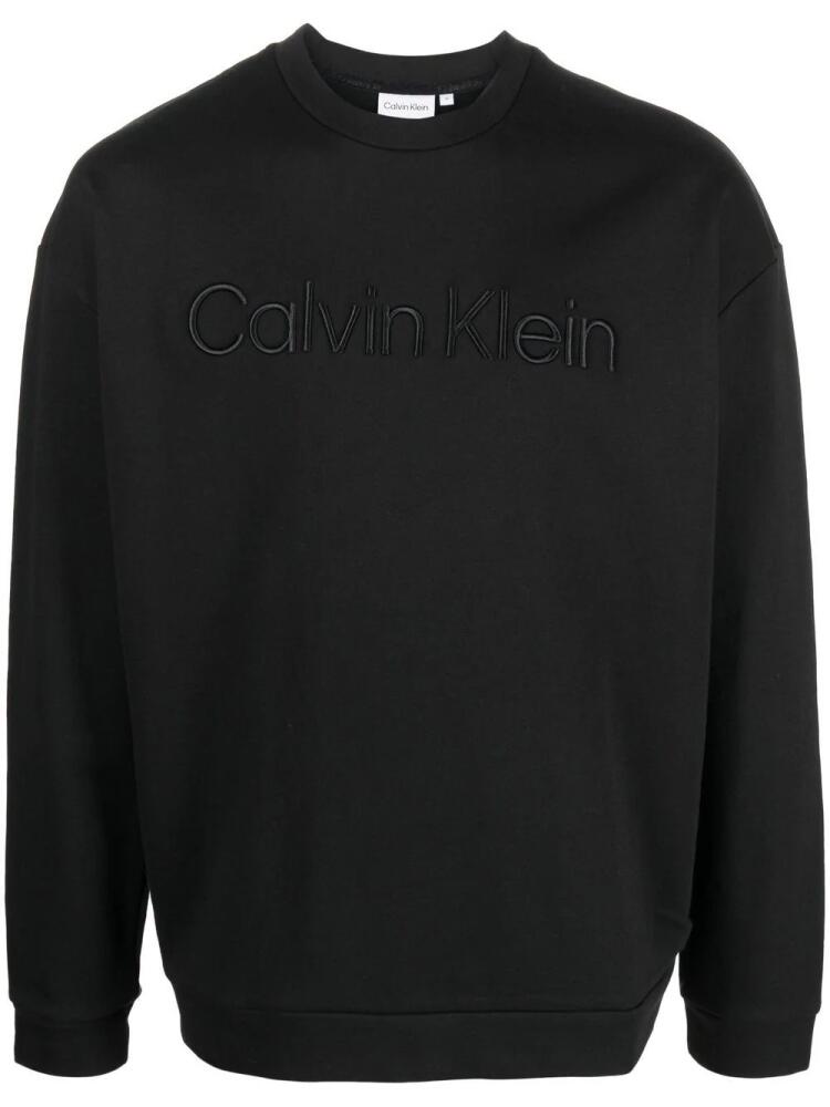 Calvin Klein embroidered-logo crew neck sweatshirt - Black Cover