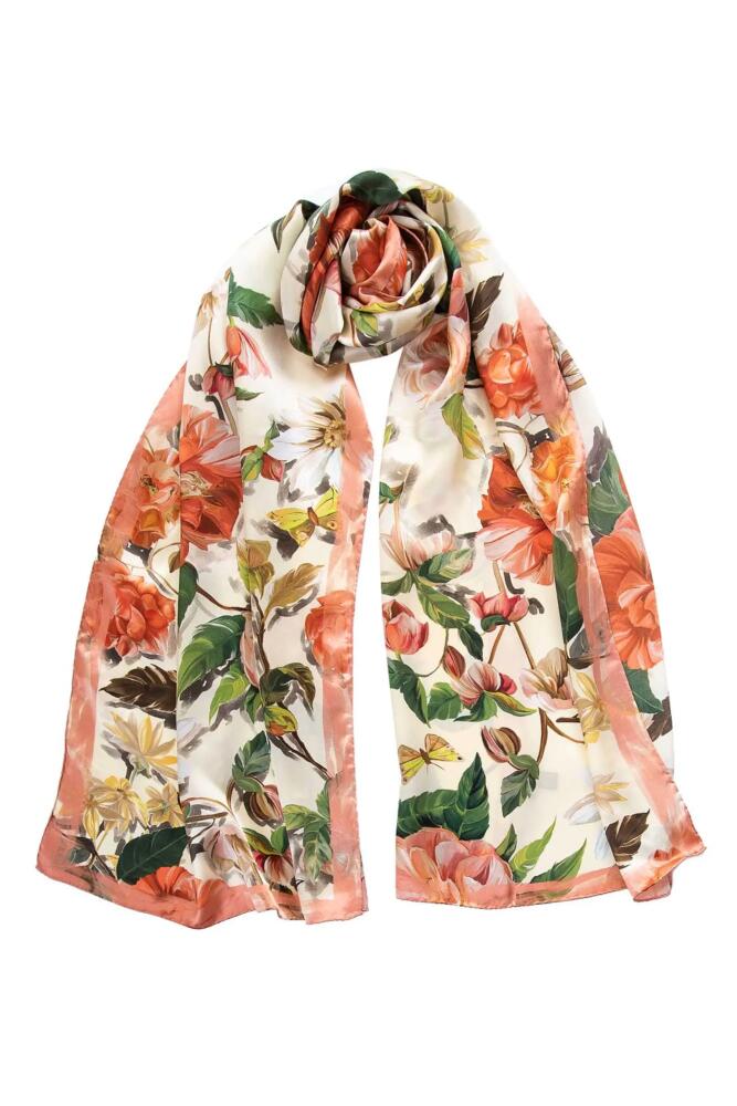 Elizabetta Rosa - Long Satin Silk Scarf for Women in Peach Cover