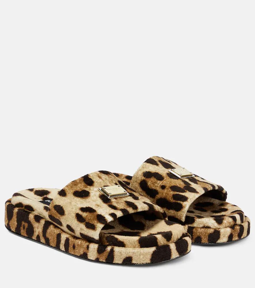 Dolce & Gabbana Logo leopard-print terrycloth slides Cover