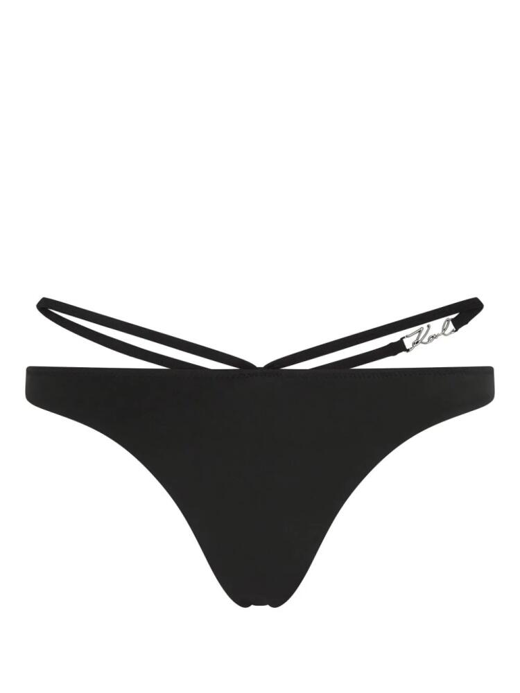 Karl Lagerfeld Signature strap-detail bikini bottoms - Black Cover