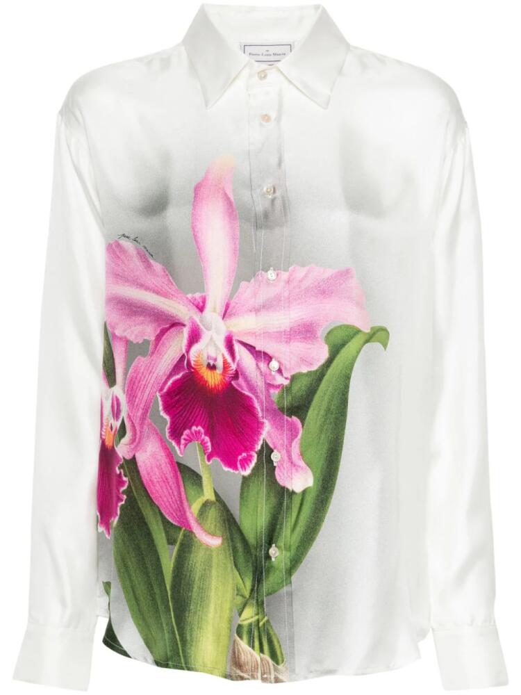 Pierre-Louis Mascia Aloe orchid-print silk shirt - White Cover