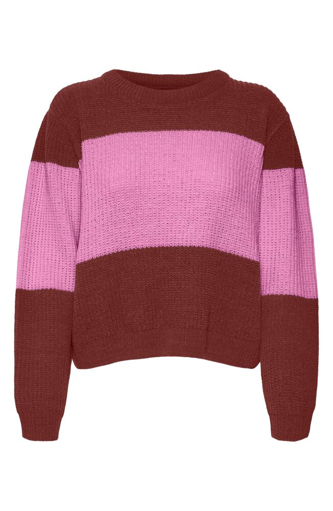 VERO MODA Magate Stripe Crewneck Sweater in Fired Brick Detail Cover