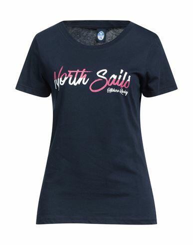 North Sails Woman T-shirt Midnight blue Cotton Cover