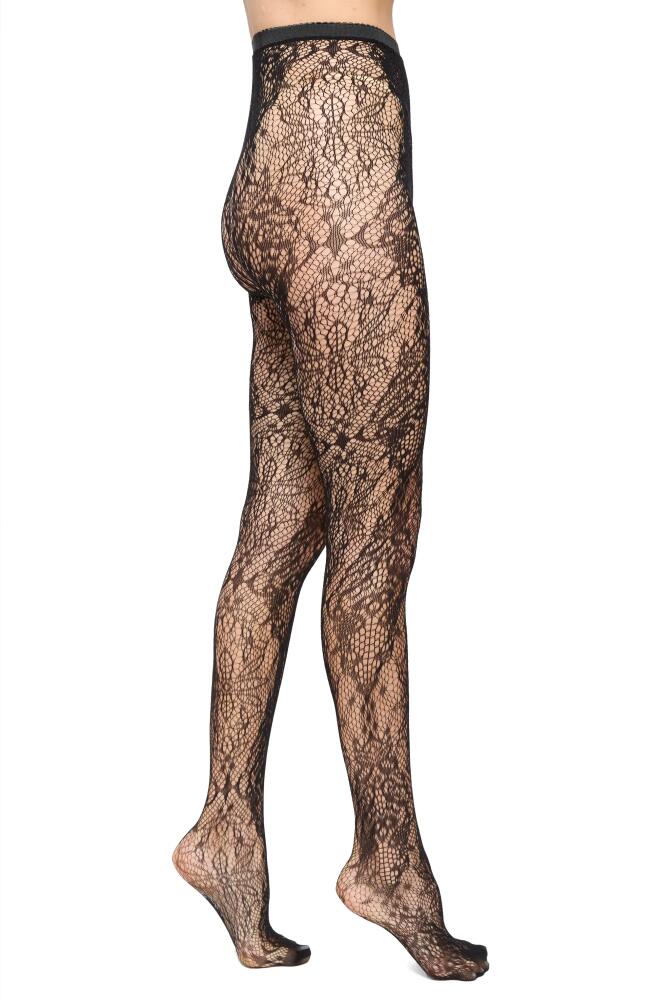 Stems Floral Vine Fishnet Tights in Black Cover