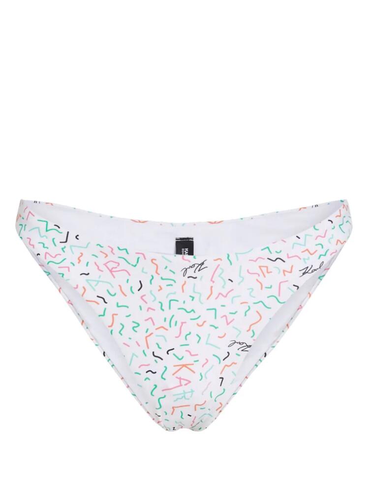 Karl Lagerfeld geometric-print high-leg bikini bottoms - White Cover