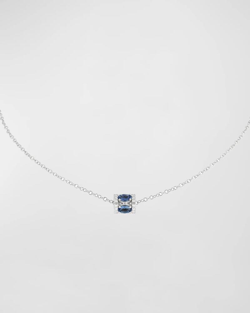 Miseno Procida 18K White Gold Blue Sapphire and Diamond Pendant Necklace Cover