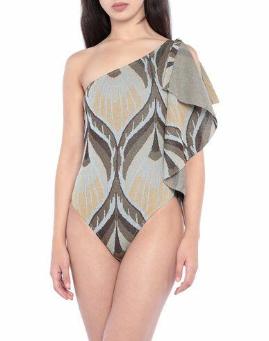 Circus Hotel Woman One-piece swimsuit Khaki Viscose, Polyester, Polyamide, Elastane Cover